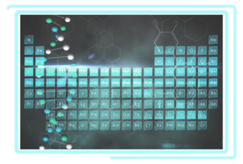 Digital image of dna helix with periodic table