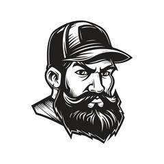 lumberjack, logo concept black and white color, hand drawn illustration