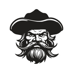 pirate, logo concept black and white color, hand drawn illustration