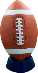 American football standing on holder
