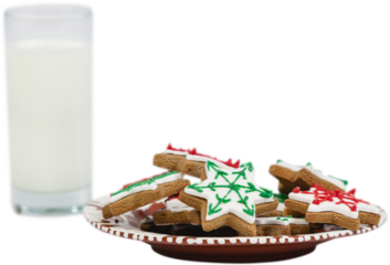 Close up of milk and sweet food in plate