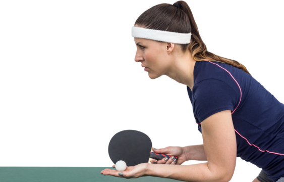 Female athlete playing table tennis