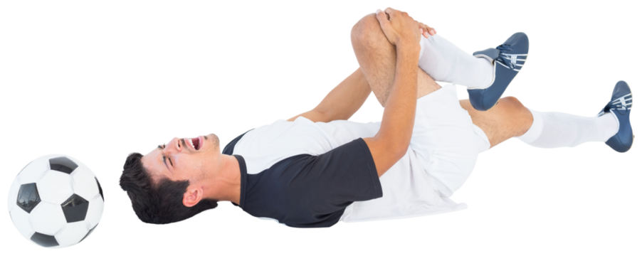 Hurt football player lying down