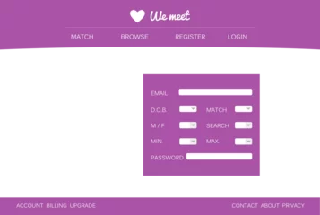 Fotobehang Registration page of match making site © vectorfusionart