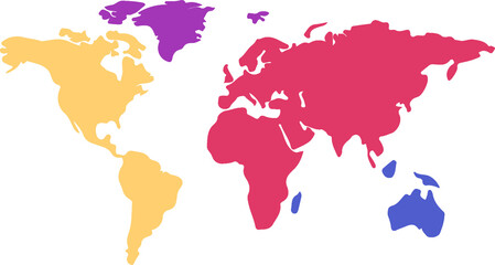 Digital image of multi colored world map