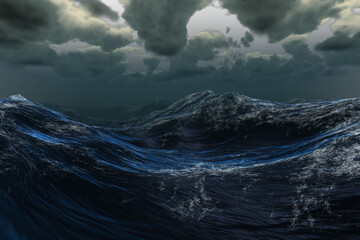 Obraz premium Stormy sea under dark sky