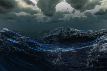 Stormy sea under dark sky