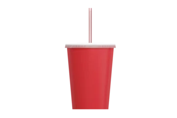 Wandcirkels aluminium Composite image of red disposable cup with straw © vectorfusionart