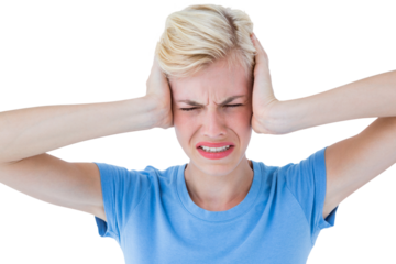 Frustrated woman holding her head