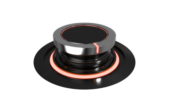 Black volume knob over white background