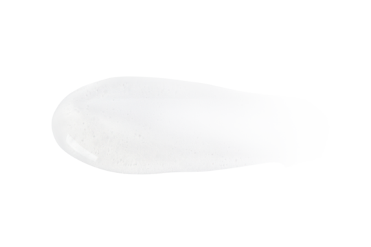 Transparent gel on a smear. Lubricant, gel, serum. Flowing, liquid, transparent. Isolated without background. PNG