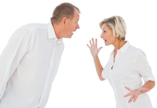 Angry older couple arguing with each other - Powered by Adobe