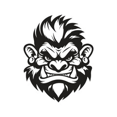 troll, logo concept black and white color, hand drawn illustration