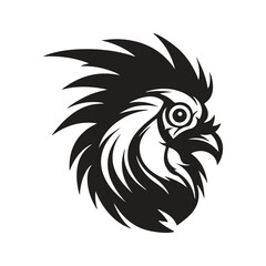 rooster, logo concept black and white color, hand drawn illustration