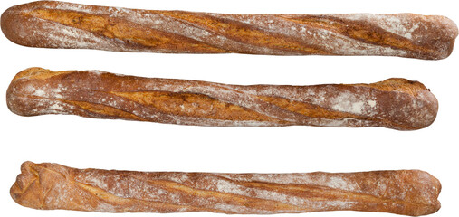 Baguette arranged in a row