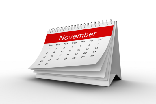 Desk calendar showing November