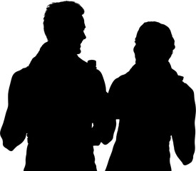 Silhouette couple talking while standing