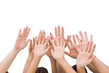 People raising hands in the air