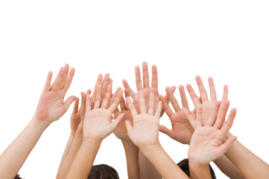 People raising hands in the air