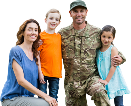 Portrait of army man with family