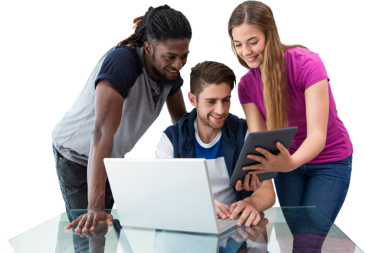 Creative team looking at digital tablet - Powered by Adobe