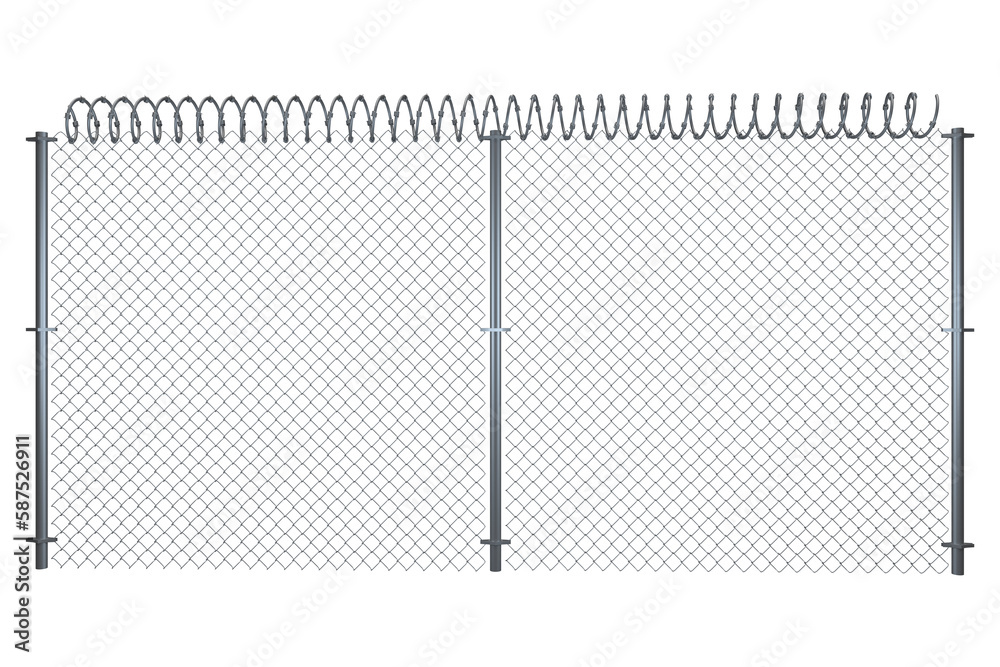 Wall mural Chainlink fence by white background