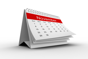 Desk calendar showing November