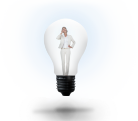 Thinking businesswoman in light bulb