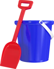 Fotobehang Blue bucket and red shovel © vectorfusionart