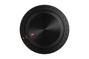 Black knob against white background
