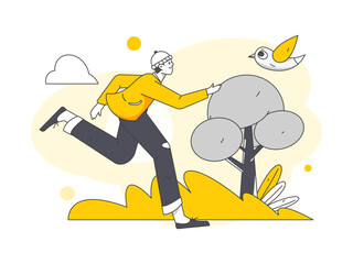 Vector internet operation hand-drawn illustration of people exercising and running healthy

