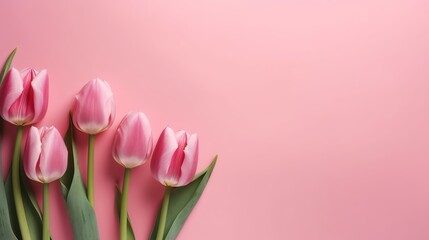 Spring tulip flowers with copy space for Mother's Day, Generative ai