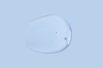 texture of a large smear of transparent gel on a blue background