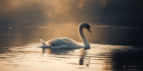 Fototapeta premium Graceful Swan in the Morning Light