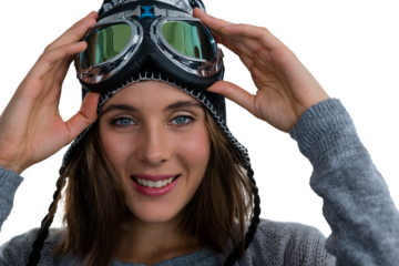 Portrait of woman with ski goggles