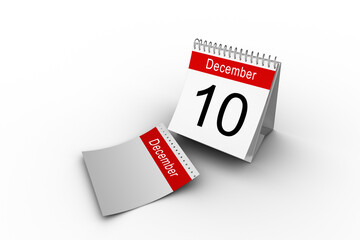 Desk calendar showing 10th date of December