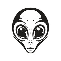 alien, logo concept black and white color, hand drawn illustration