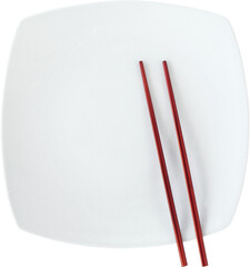 Close up of chopsticks in plate
