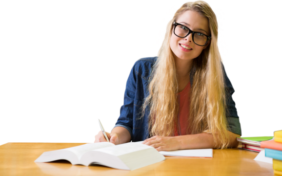 Student studying in the library 