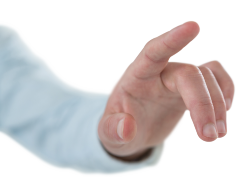 Cropped image of businessman touching futuristic digital screen