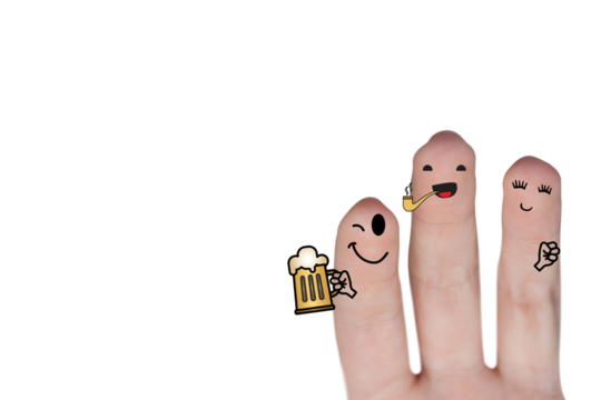 Composite image of fingers and patrick day drawing