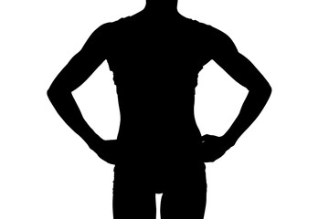 Male athlete posing against white background