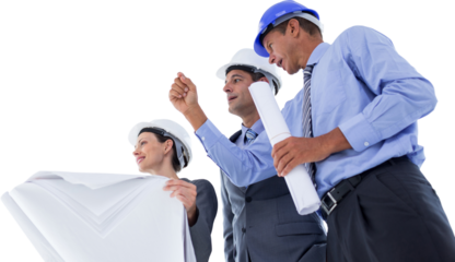 Businessman explaining a blue to his colleagues 