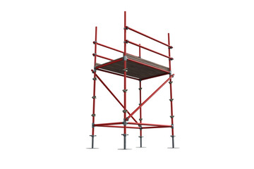 Three dimensional image of red scaffolding structure 
