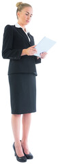 Businesswoman holding new tablet