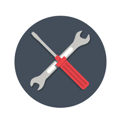 Repair icon. crossed wrench and screwdriver. maintenance, work tools, technical support concepts. modern flat design. - Vector.