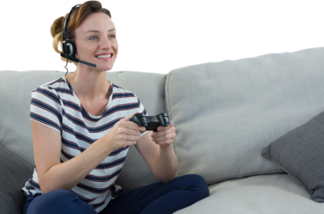 Woman playing video game