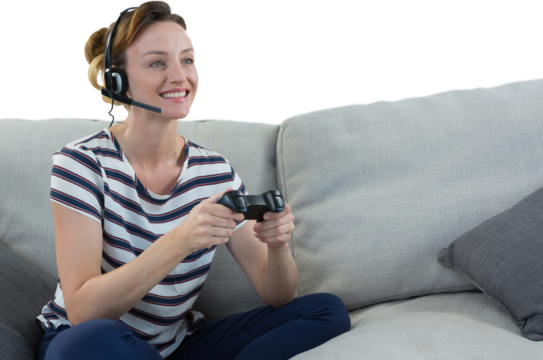 Woman playing video game