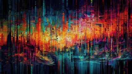 Digital glitch art background illustration with Generative AI