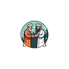 muslim shake hands vector logo
